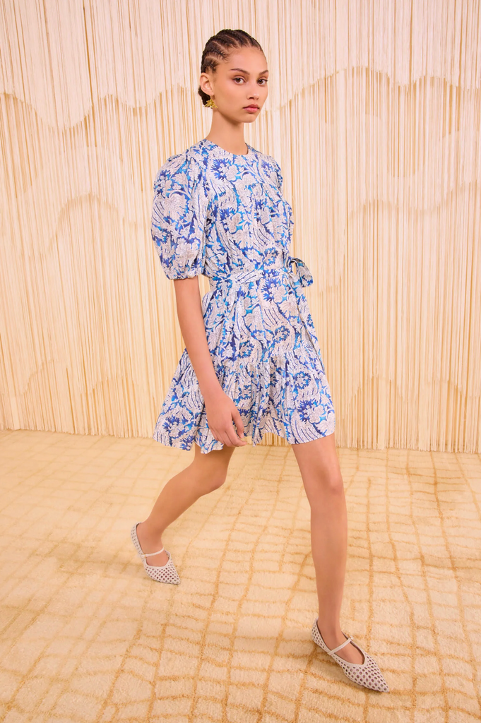 Rosalie Short Sleeve Mini Dress in Ciel