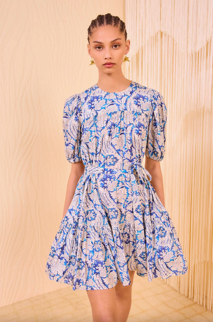Rosalie Short Sleeve Mini Dress in Ciel