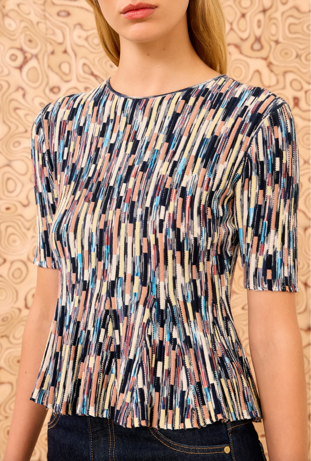 Samira Multicolor Short Sleeve Top in Oasis