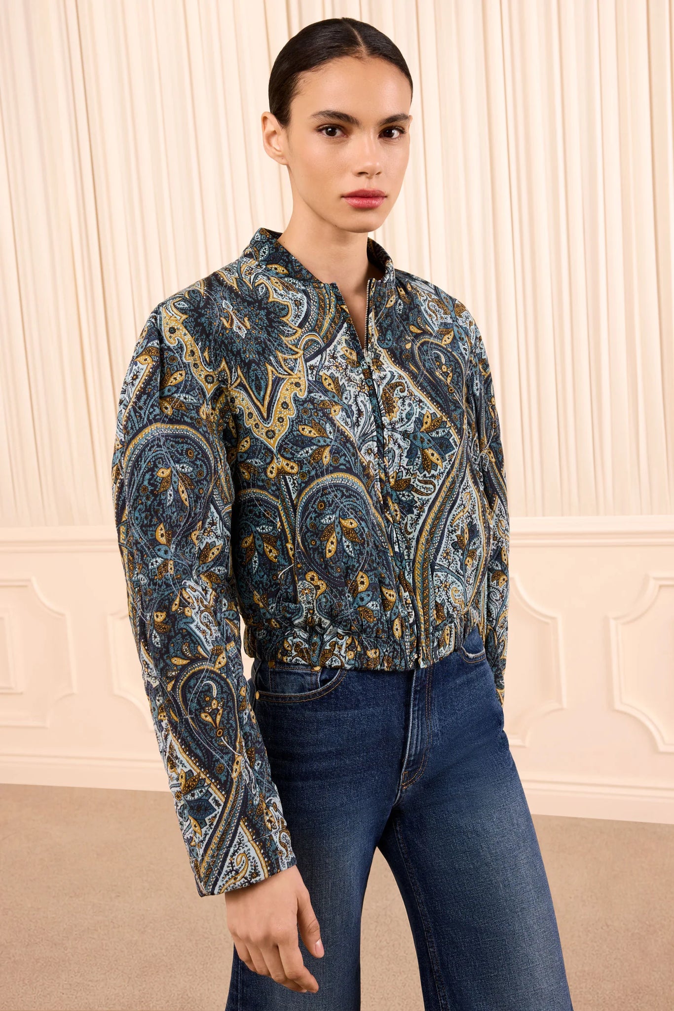 Yara Silk Jacket in Prussian