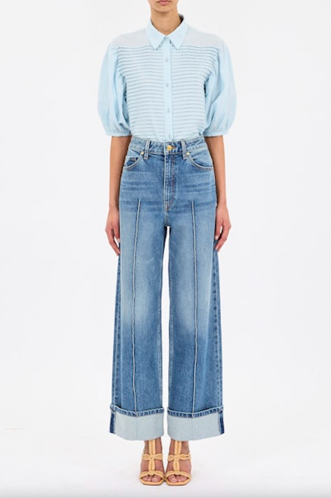 Cordelia Button Up Top in Adriatic