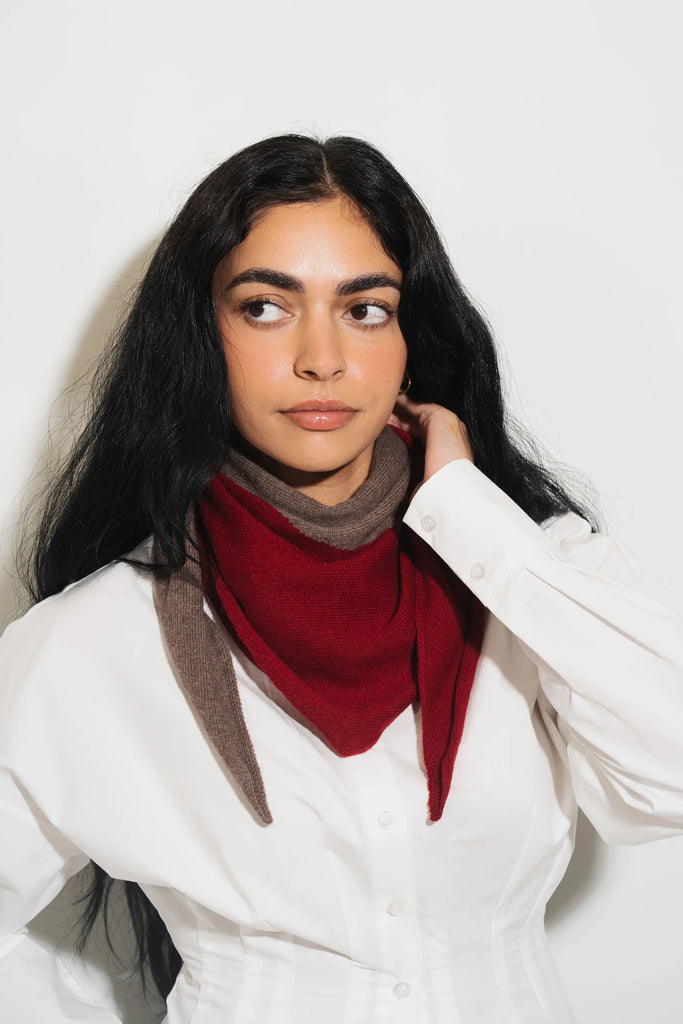 Cashmere Kerchief in Cranberry + Walnut