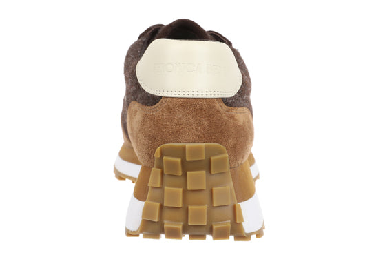 Valentina Sneaker in Chestnut Suede and Espresso Boiled Wool