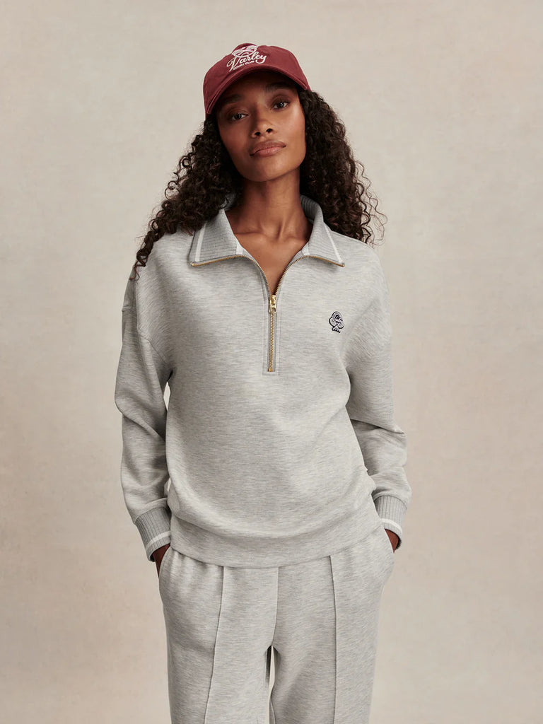Bertie Half Zip Sweat in Light Grey Marl
