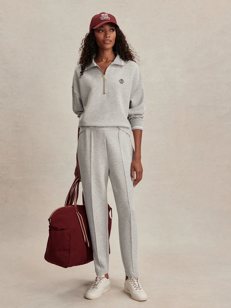 Bertie Half Zip Sweat in Light Grey Marl