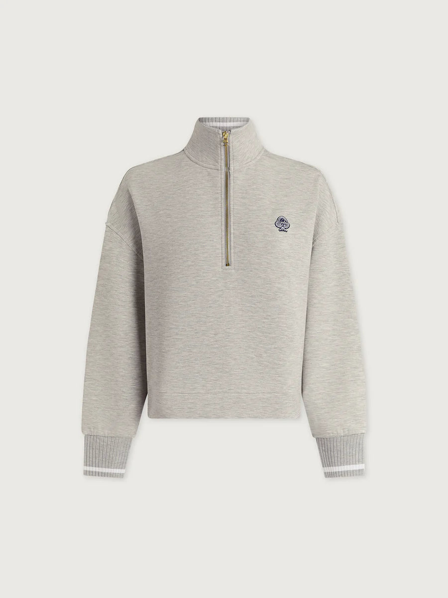 Bertie Half Zip Sweat in Light Grey Marl