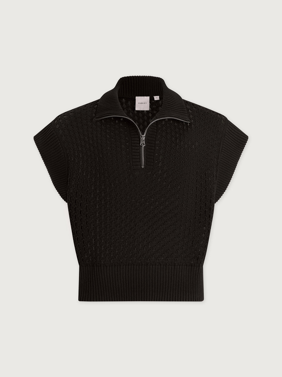 Gaines Half Zip Knit in Black