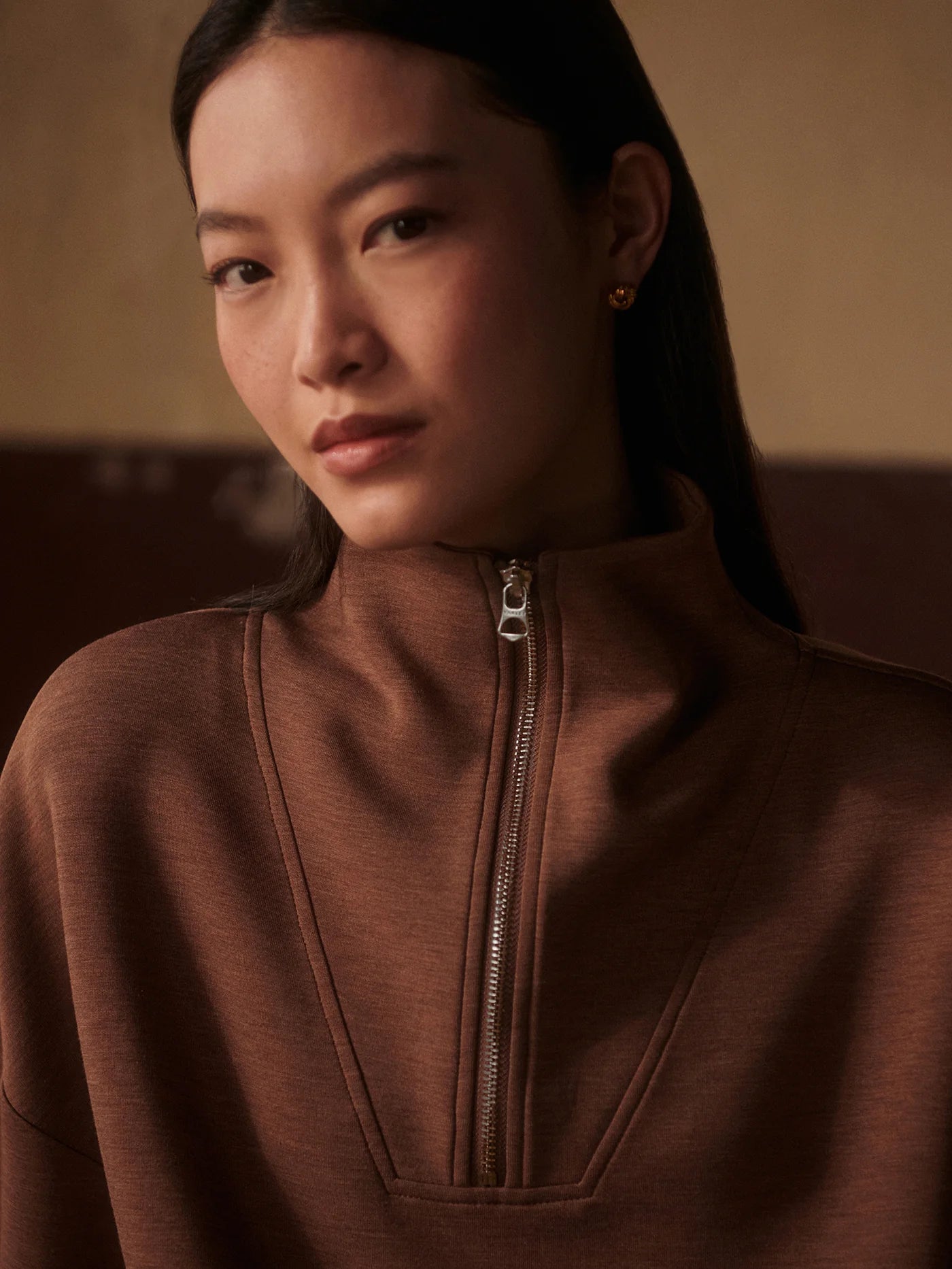 Hawley Half-Zip Sweatshirt in Golden Bronze Marl