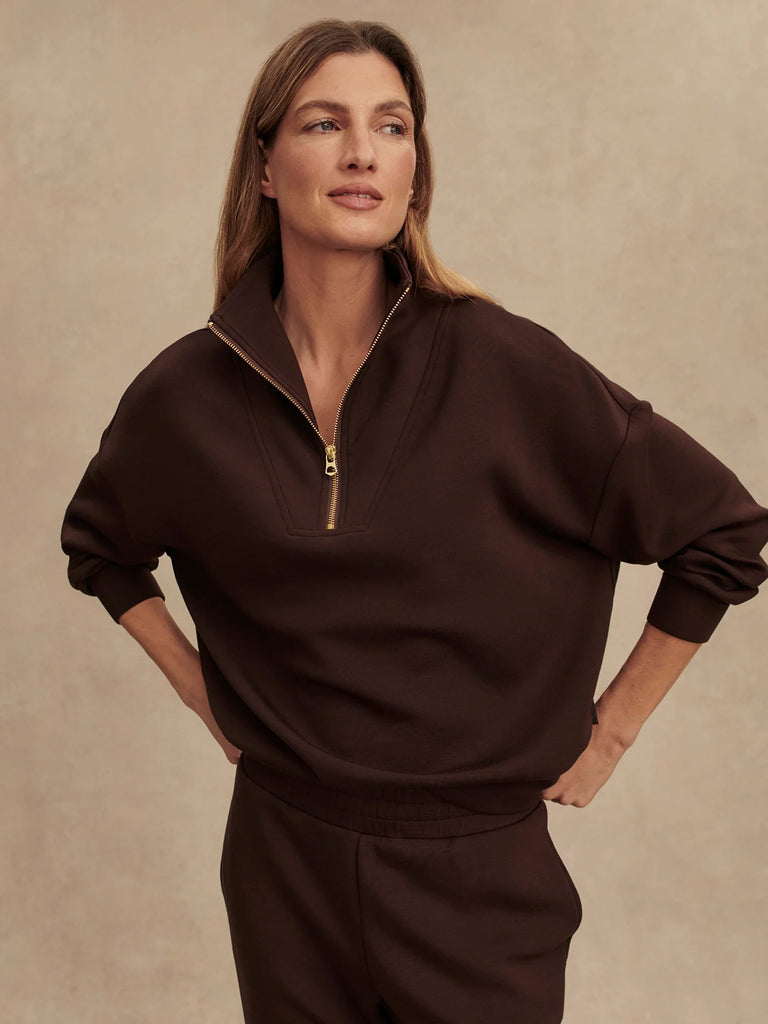 Hawley Half Zip Sweatshirt in Coffee Bean