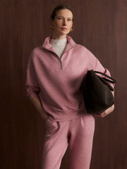 Hawley Half Zip Sweatshirt in Rose Marl - s