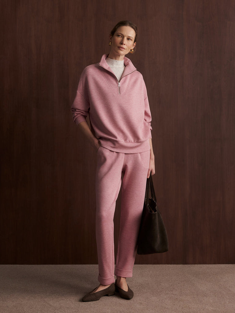 Hawley Half Zip Sweatshirt in Rose Marl