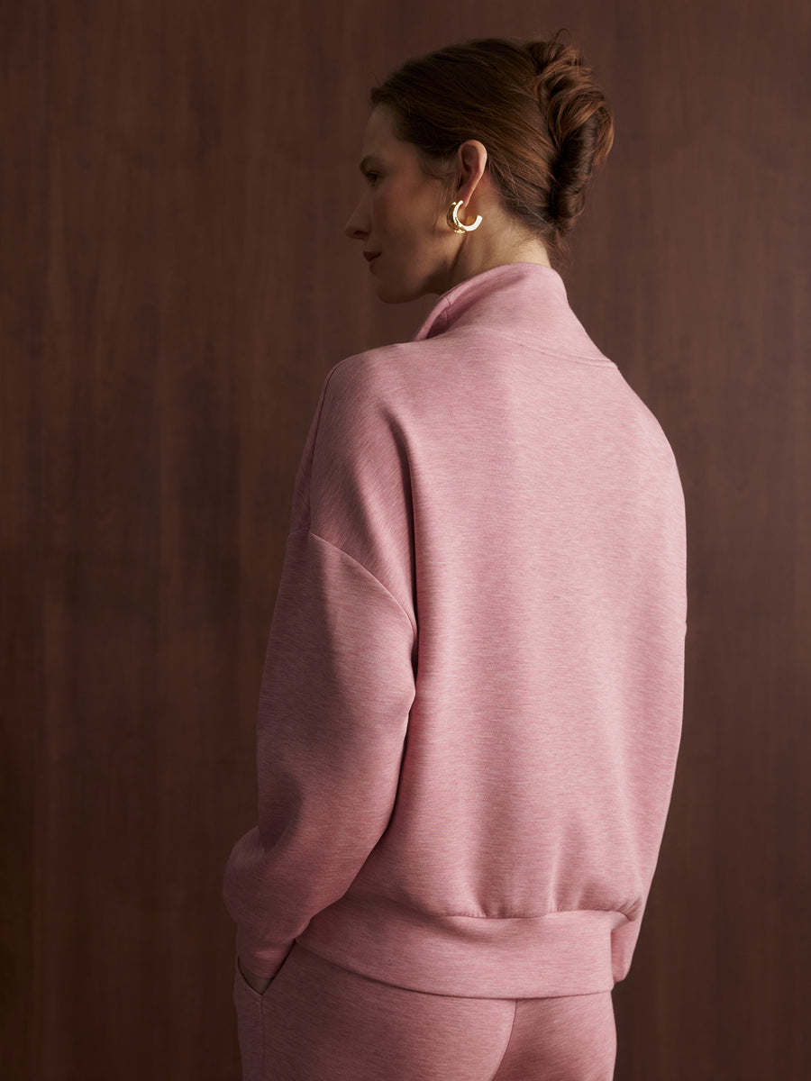 Hawley Half Zip Sweatshirt in Rose Marl