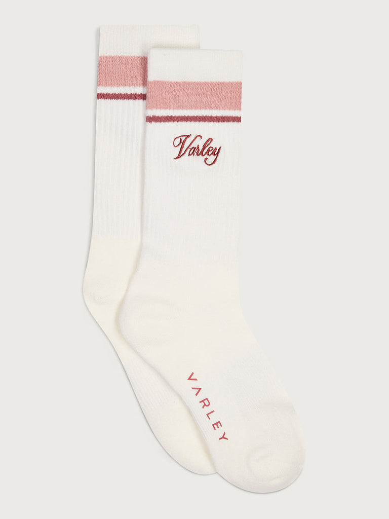 Lamar Club Stripe Sock in Egret/Pale Mauve/Dusty Rose