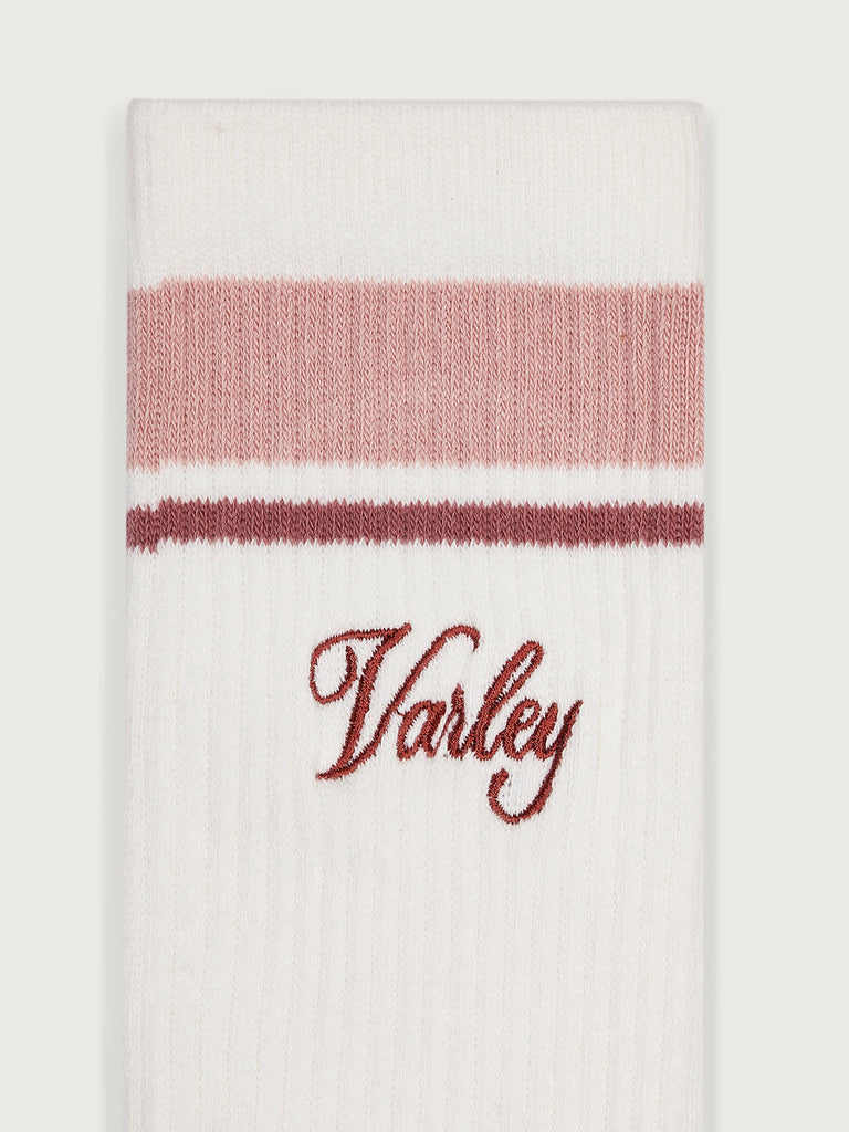 Lamar Club Stripe Sock in Egret/Pale Mauve/Dusty Rose