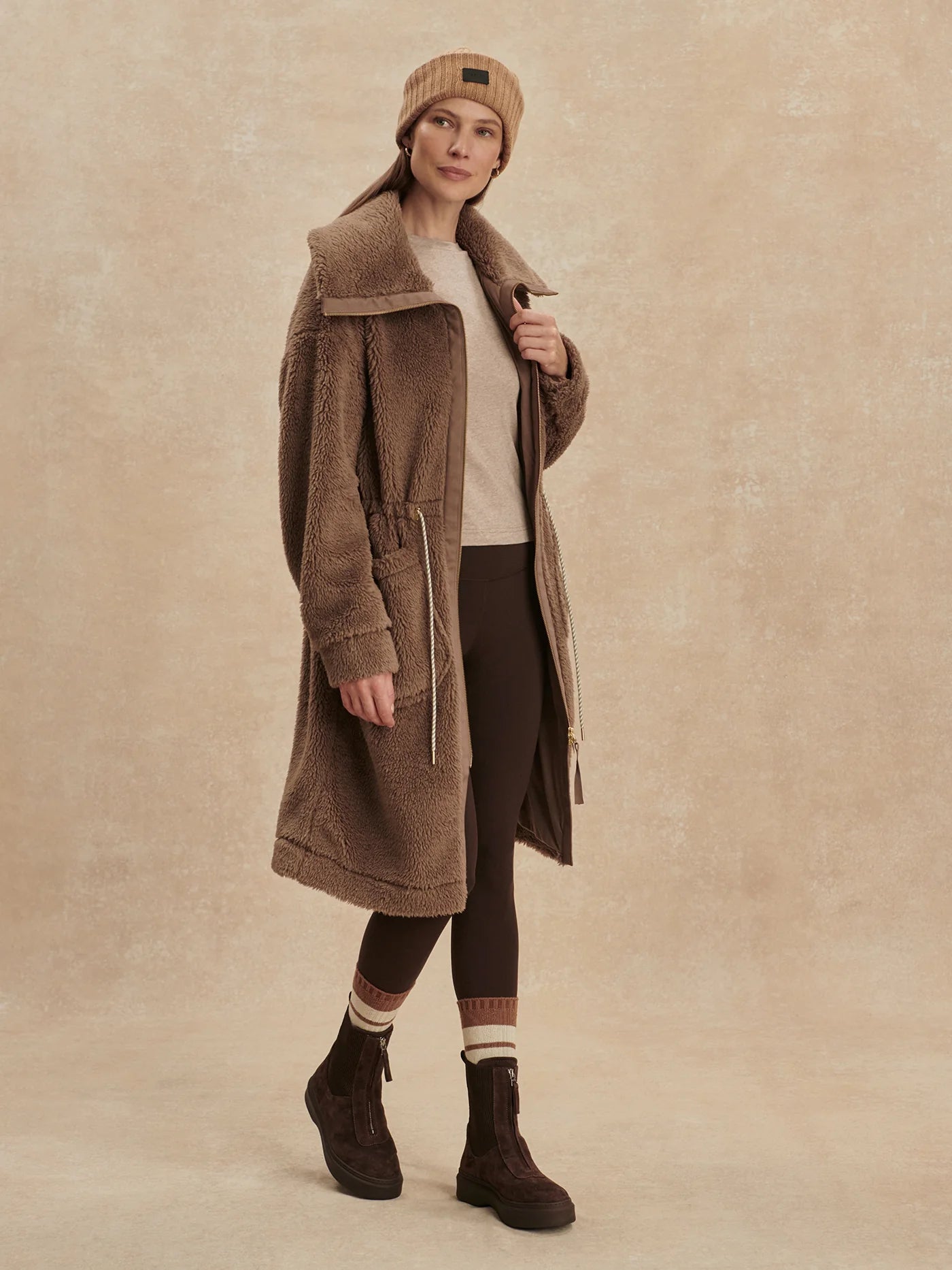 Logan Sherpa Coat in Ash Taupe