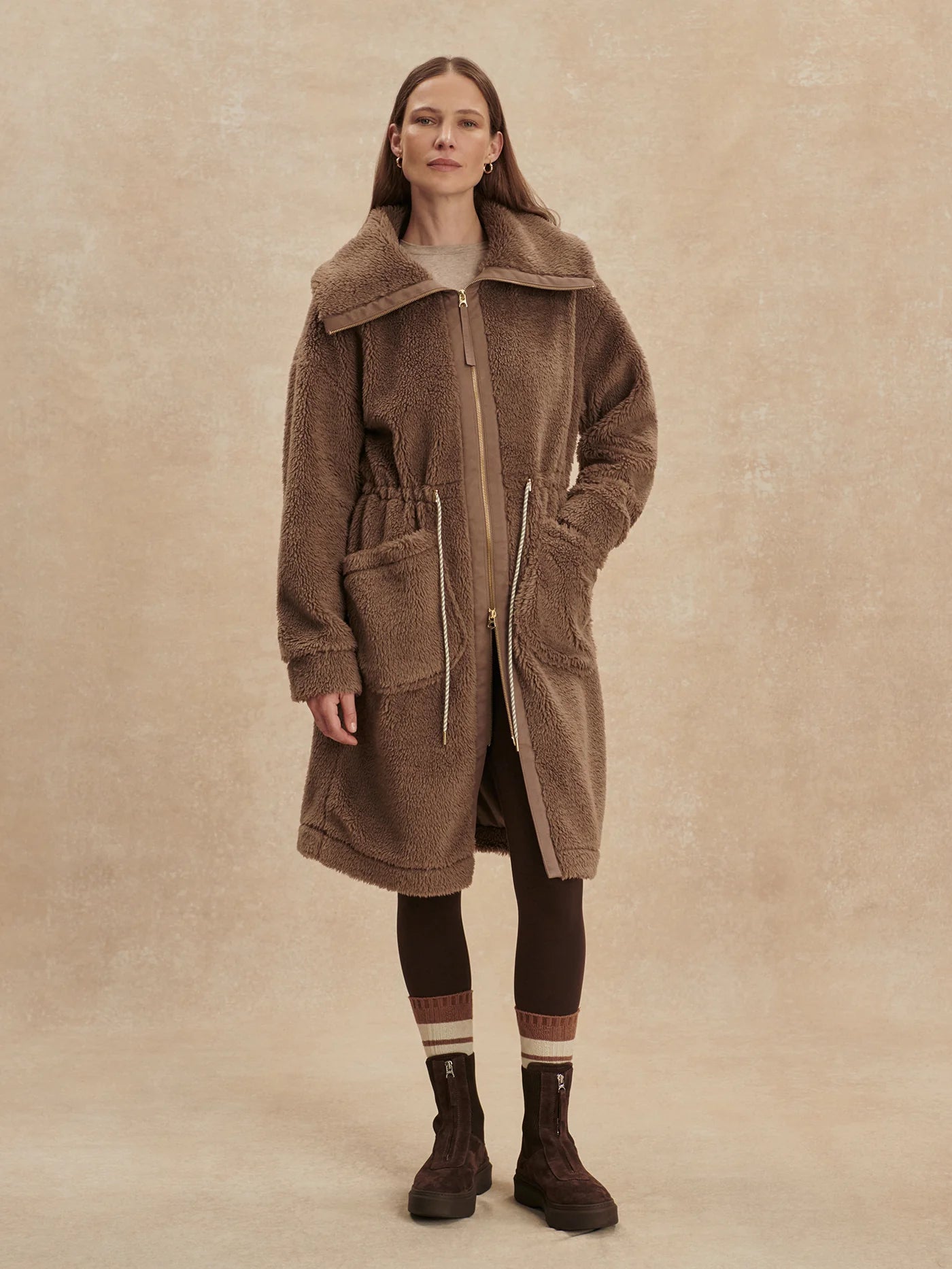 Logan Sherpa Coat in Ash Taupe