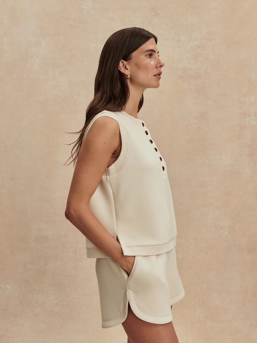 Marla Button Placket Tank in Pristine