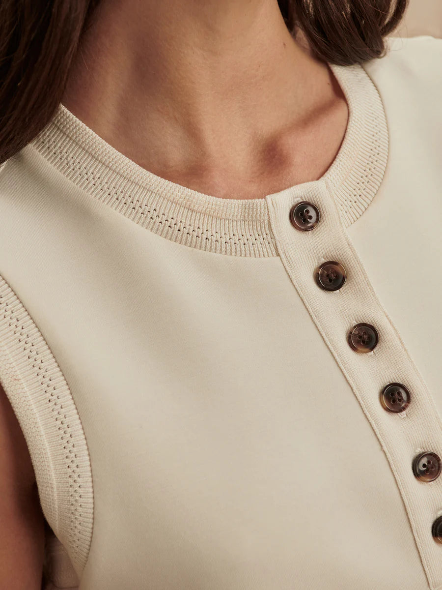 Marla Button Placket Tank in Pristine