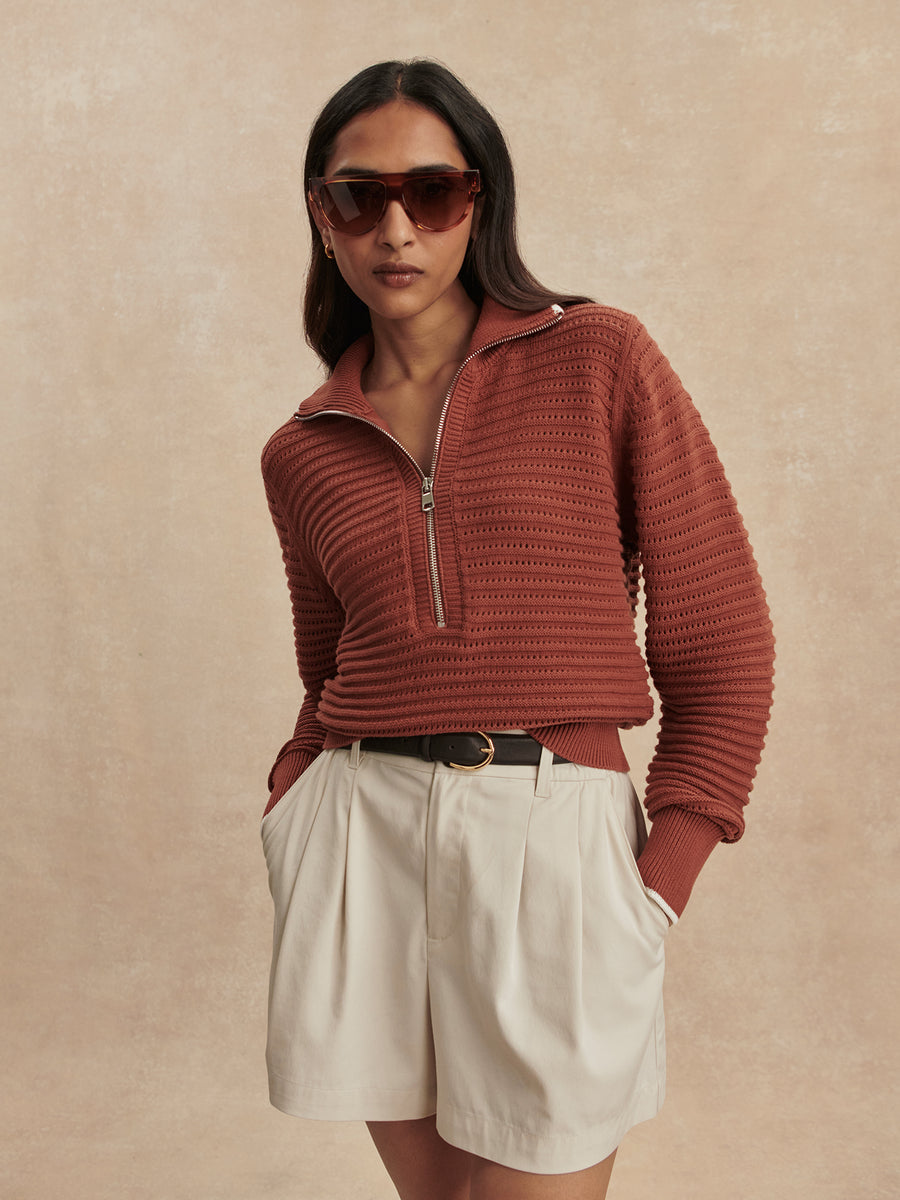 Morwenna Half Zip Knit in Maple