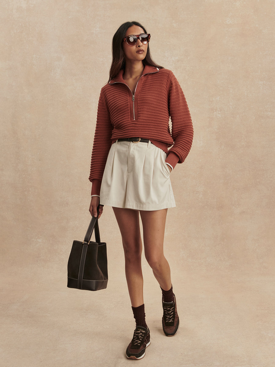 Morwenna Half Zip Knit in Maple