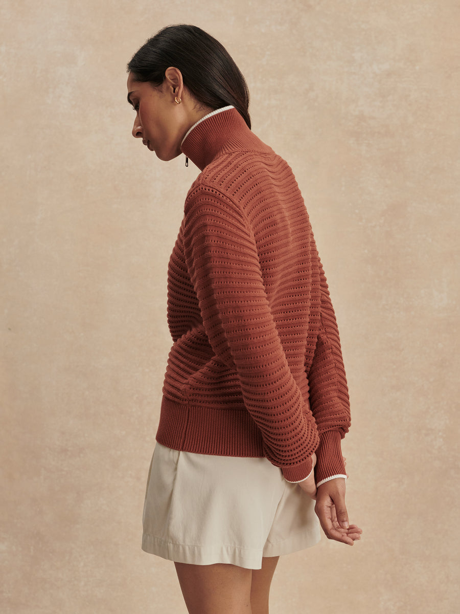 Morwenna Half Zip Knit in Maple