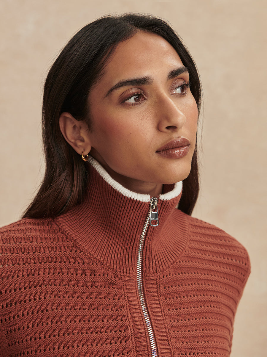 Morwenna Half Zip Knit in Maple