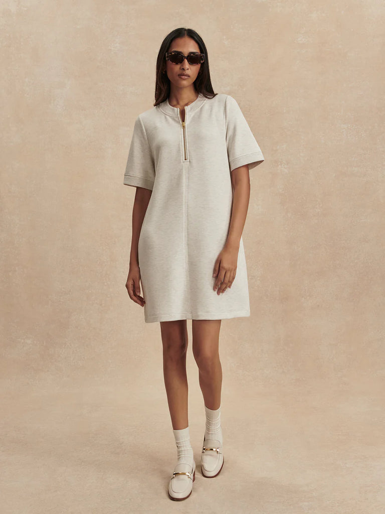 Nori Half Zip Dress in Ivory Marl