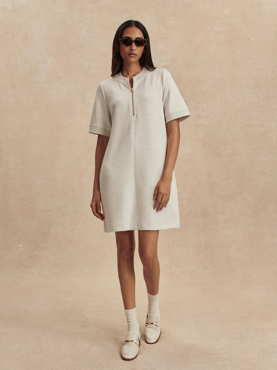Nori Half Zip Dress in Ivory Marl