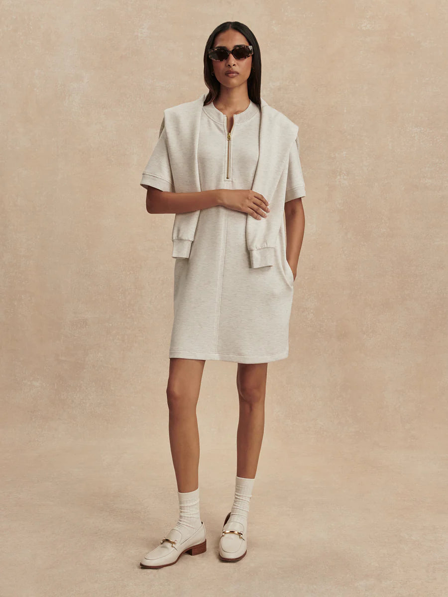 Nori Half Zip Dress in Ivory Marl