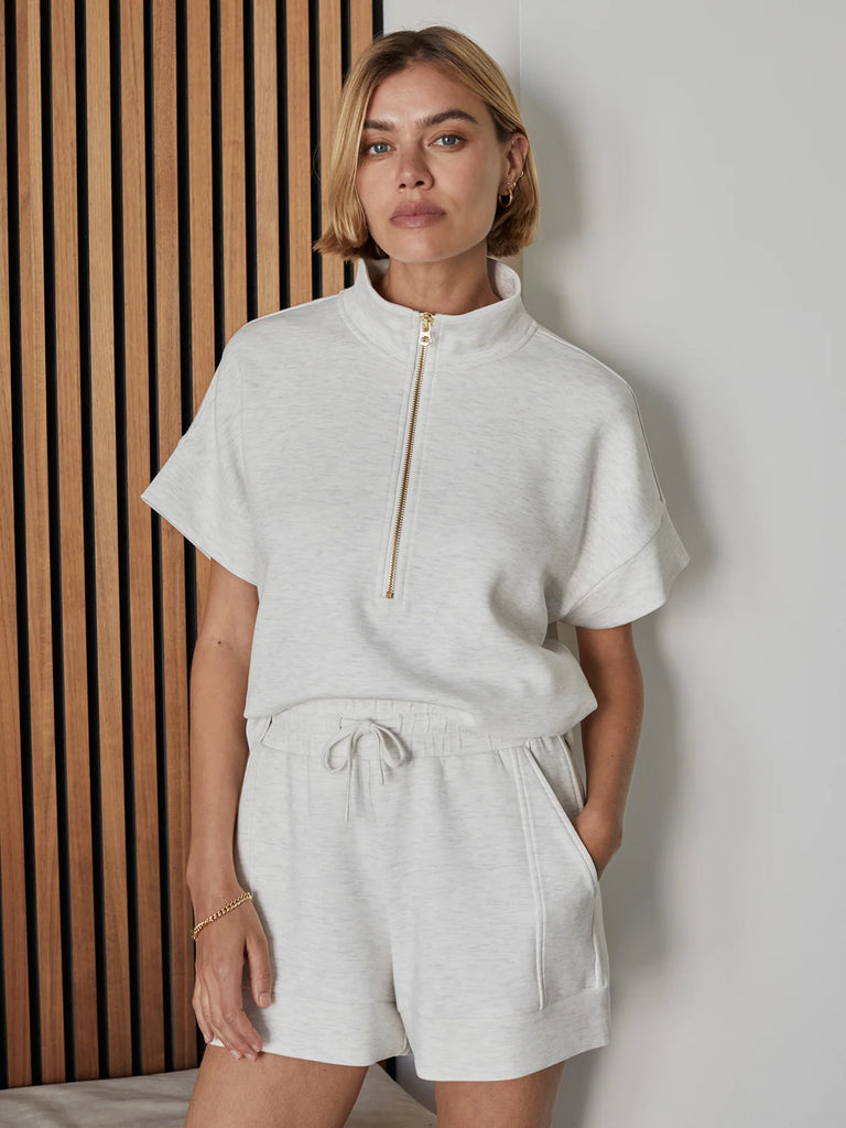 Ritchie Short Sleeve Sweatshirt in Ivory Marl