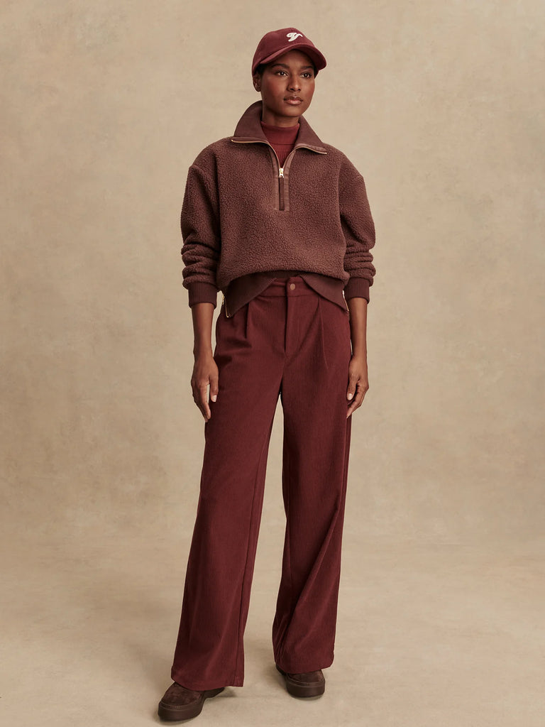 Roselle Half- Zip Fleece in Deep Mahogany