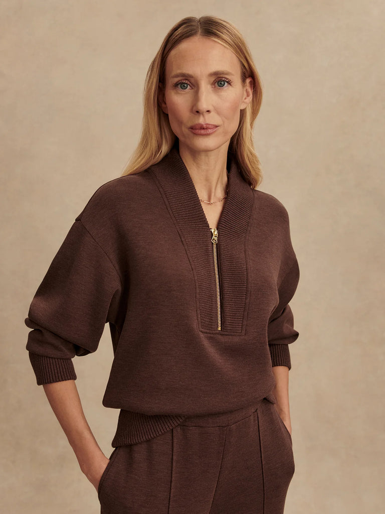 Sally Half Zip Sweatshirt in Coffee Bean Marl