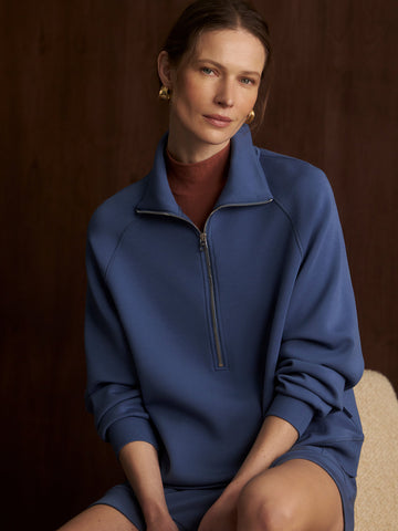 Selene Half Zip Sweater in Bijou Blue