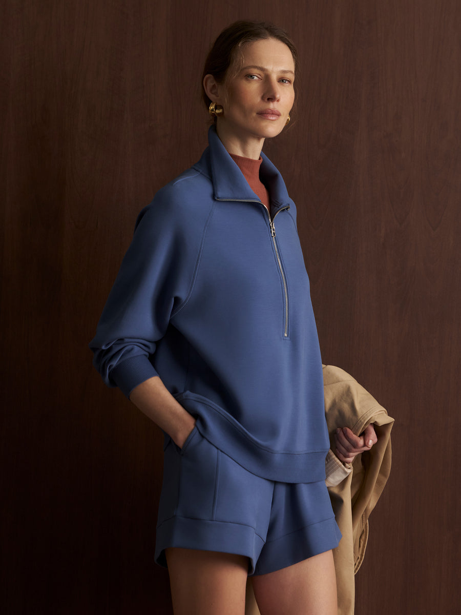 Selene Half Zip Sweater in Bijou Blue