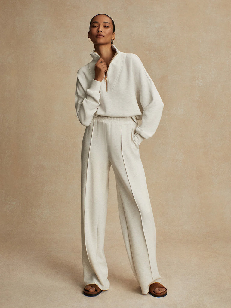 The Wide Leg Pant 30" in Ivory Marl