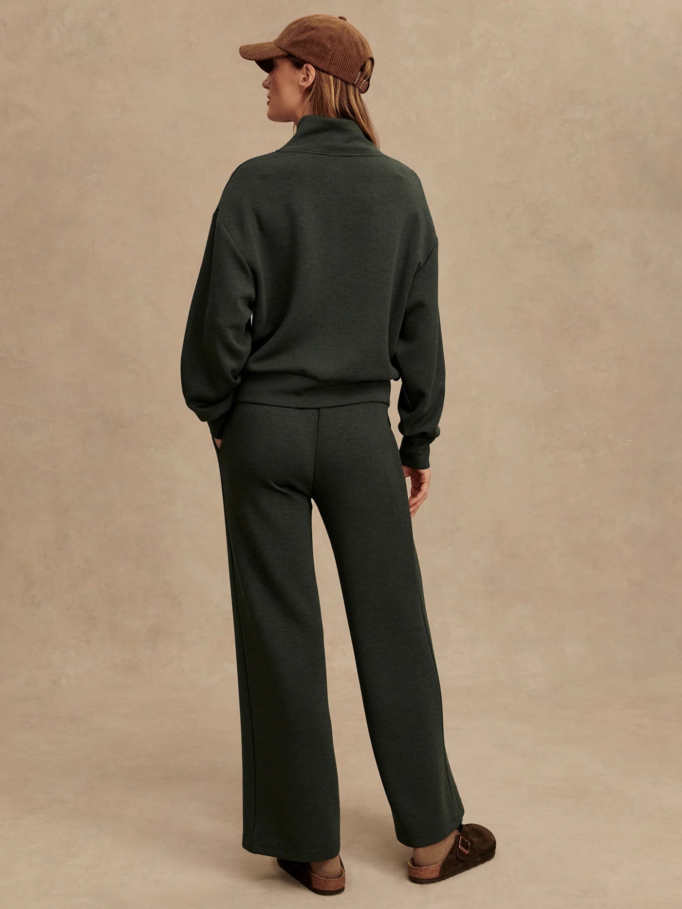 The Wide Leg Pant 30" in Olive Marl