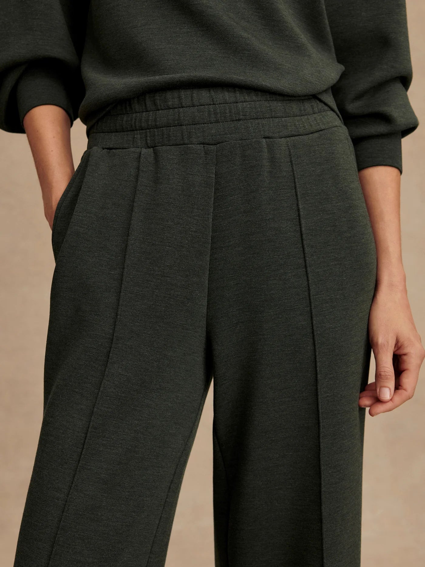 The Wide Leg Pant 30" in Olive Marl