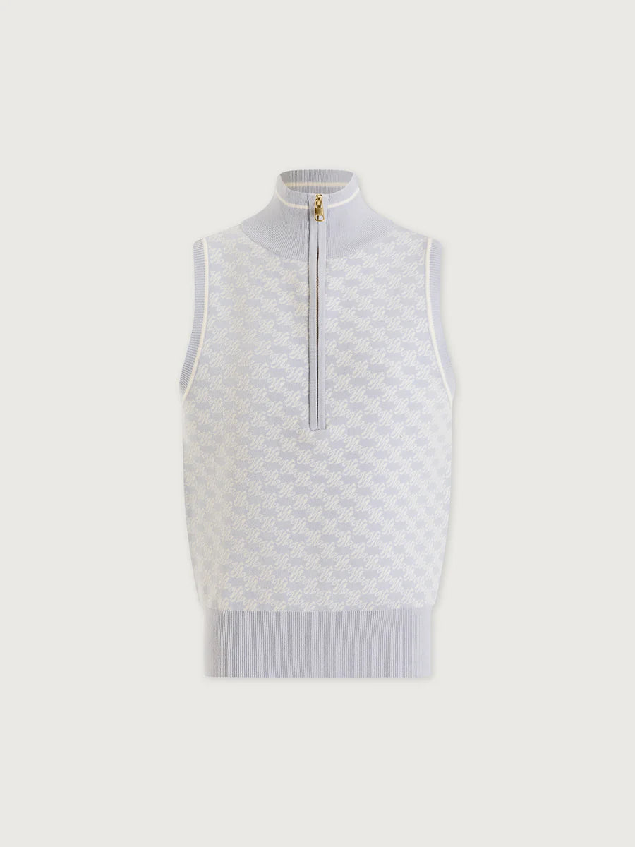 Vincent Half Zip Knit in Xenon Blue/White