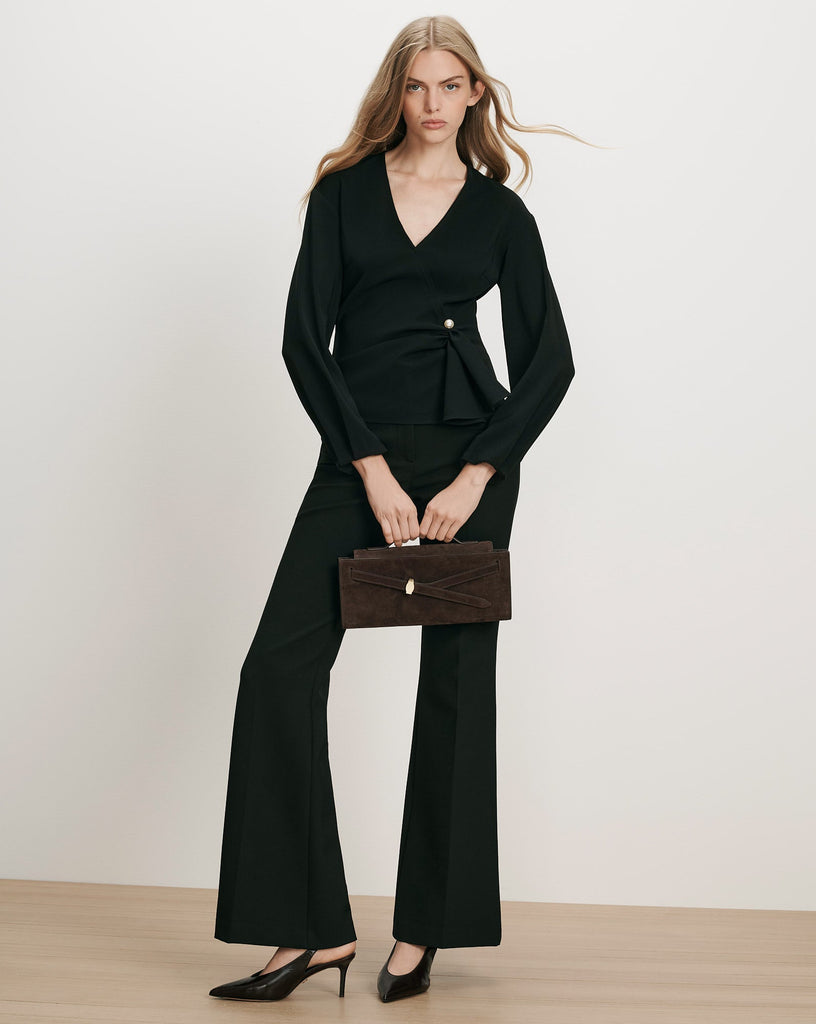 Drew Brooch Blouse in Black