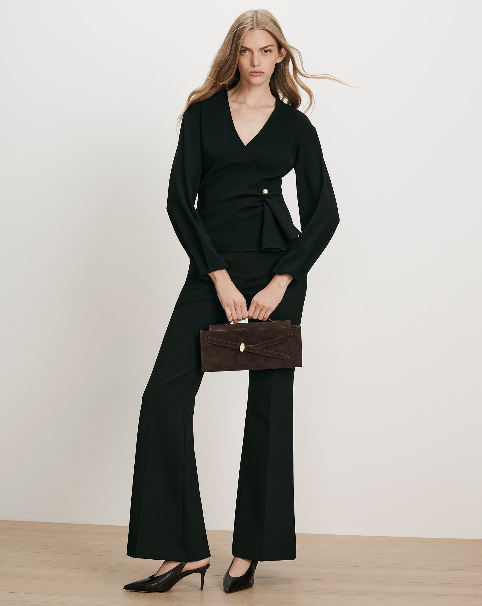 Drew Brooch Blouse in Black