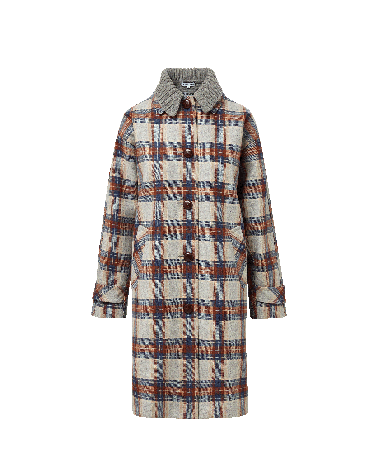 Laurent Removable-Collar Dickey Coat in Heather Grey Multi