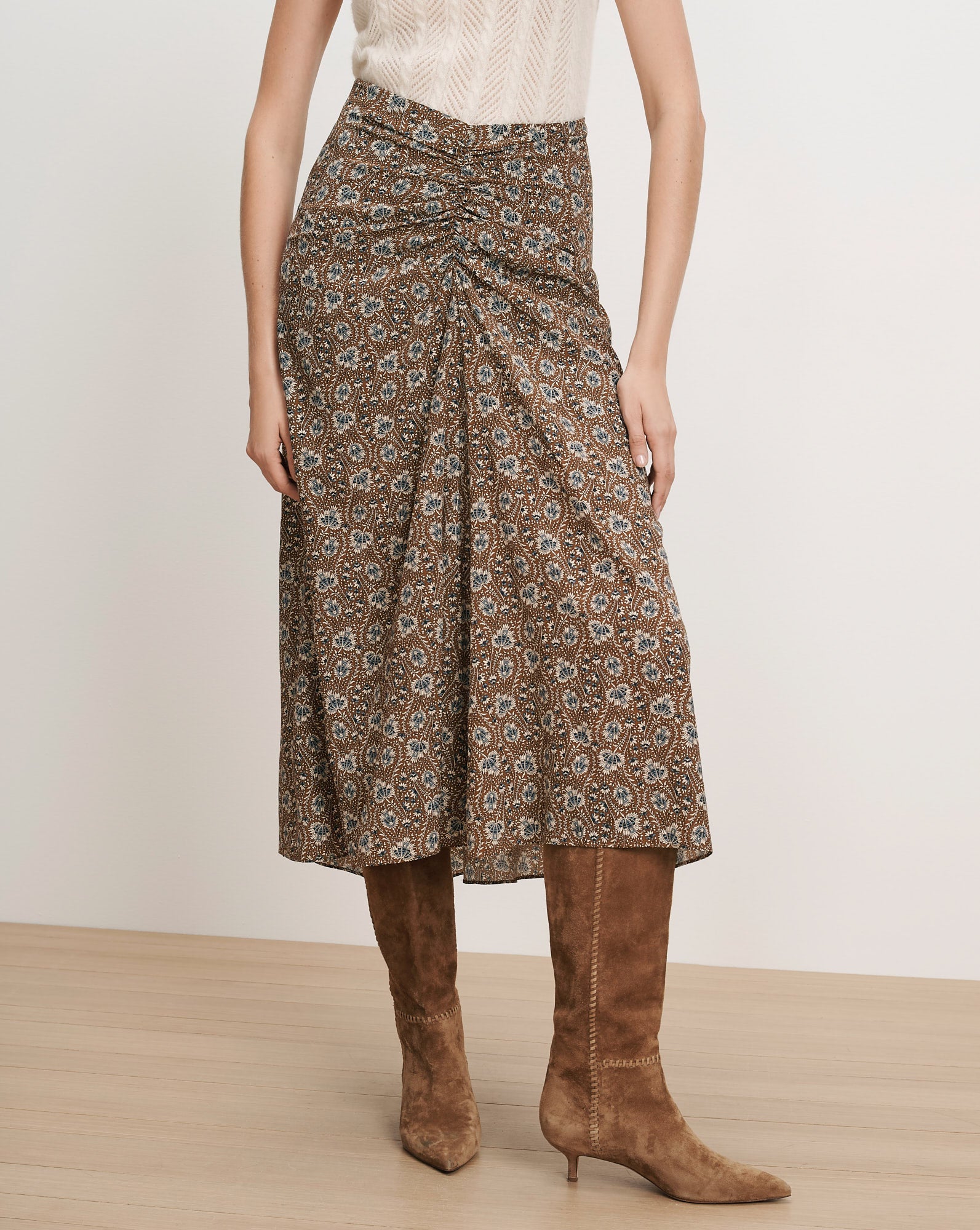 Limani Floral Midi Skirt in Acorn Multi