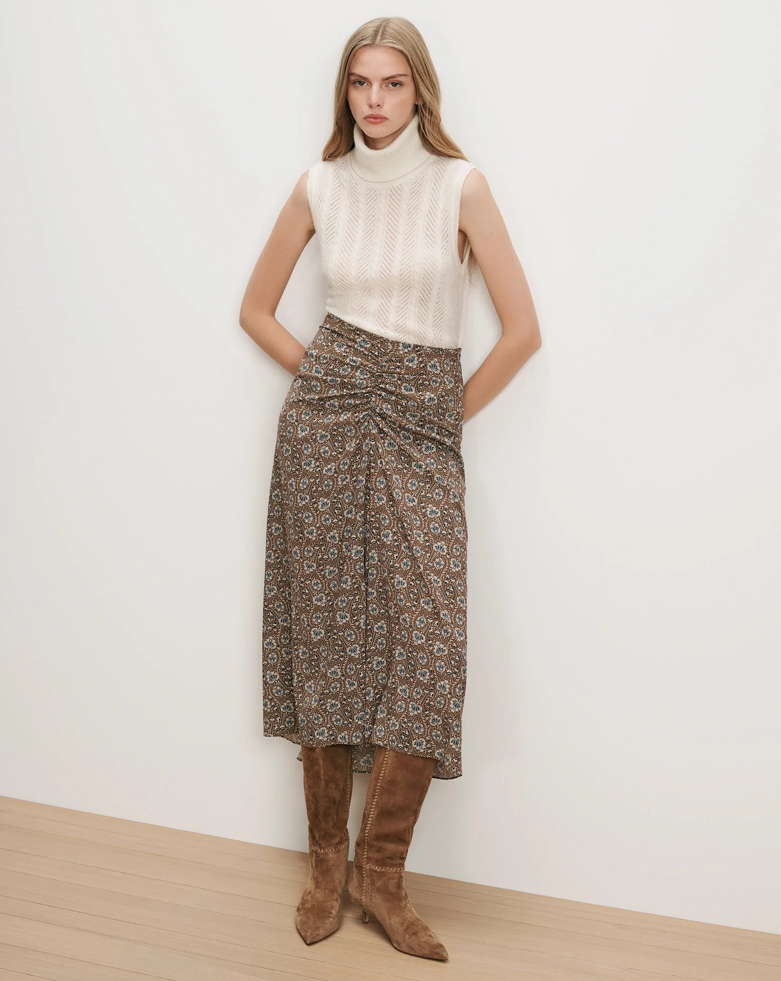 Limani Floral Midi Skirt in Acorn Multi