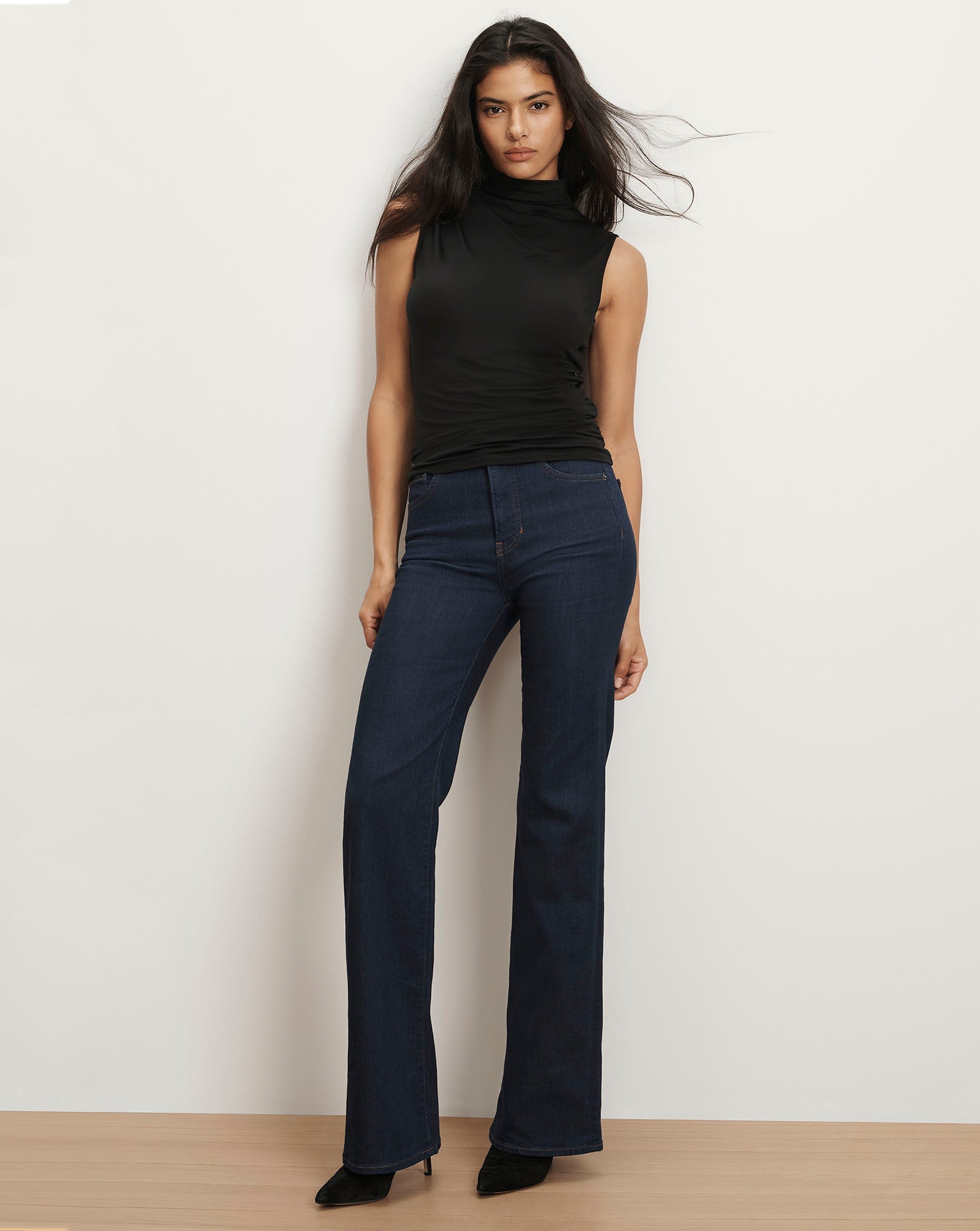 Mylie Mock-Neck Tank Top in Black