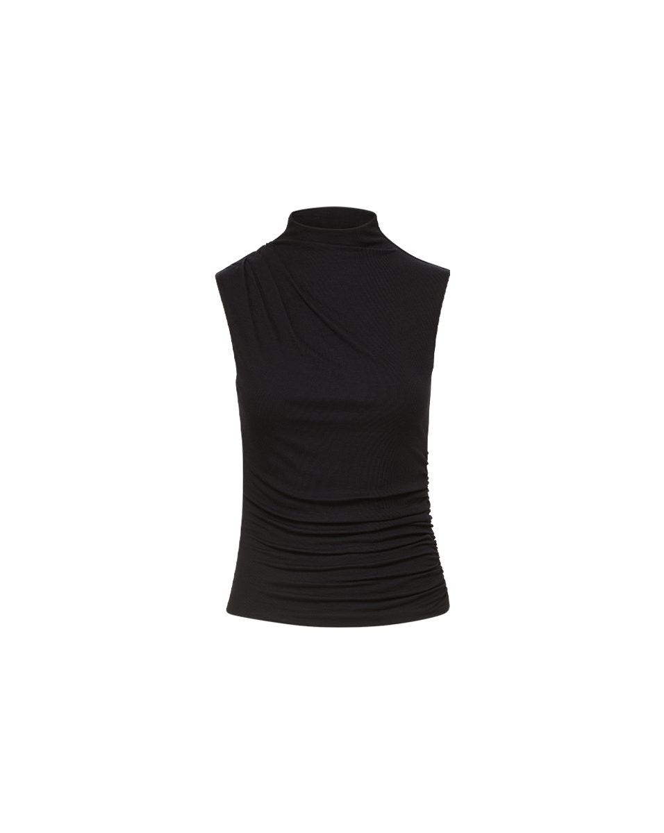 Mylie Mock-Neck Tank Top in Black