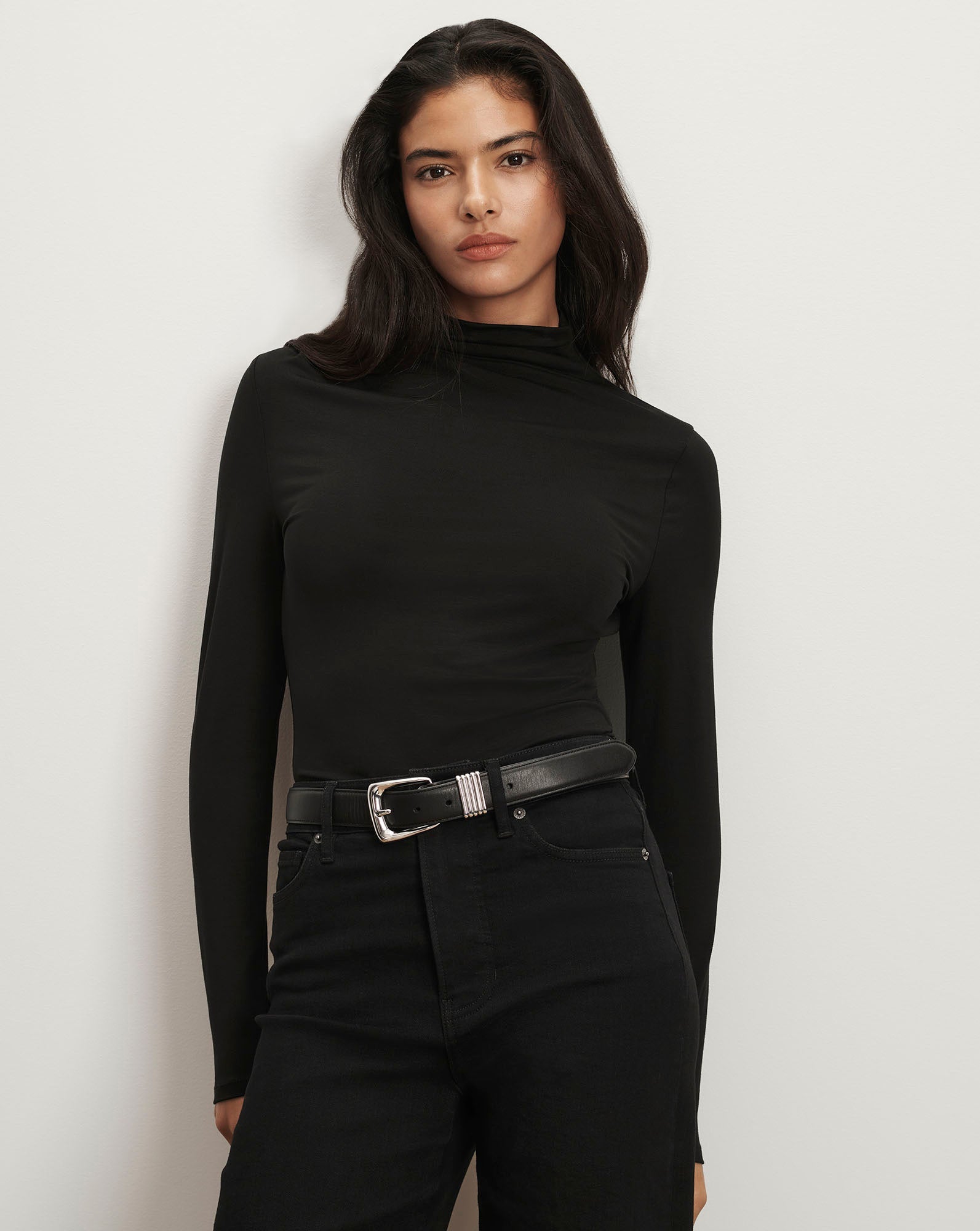 Mylie Mock-Neck Top in Black