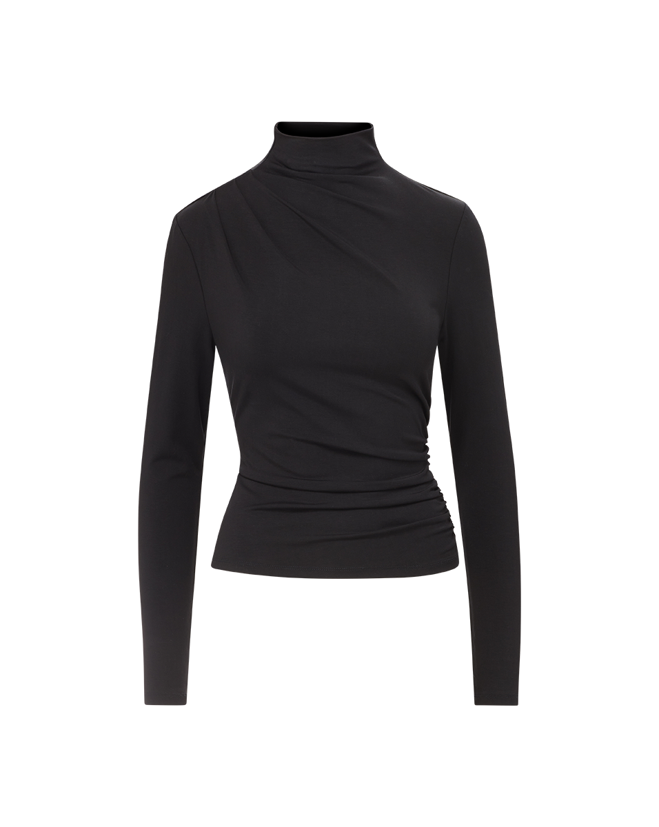Mylie Mock-Neck Top in Black