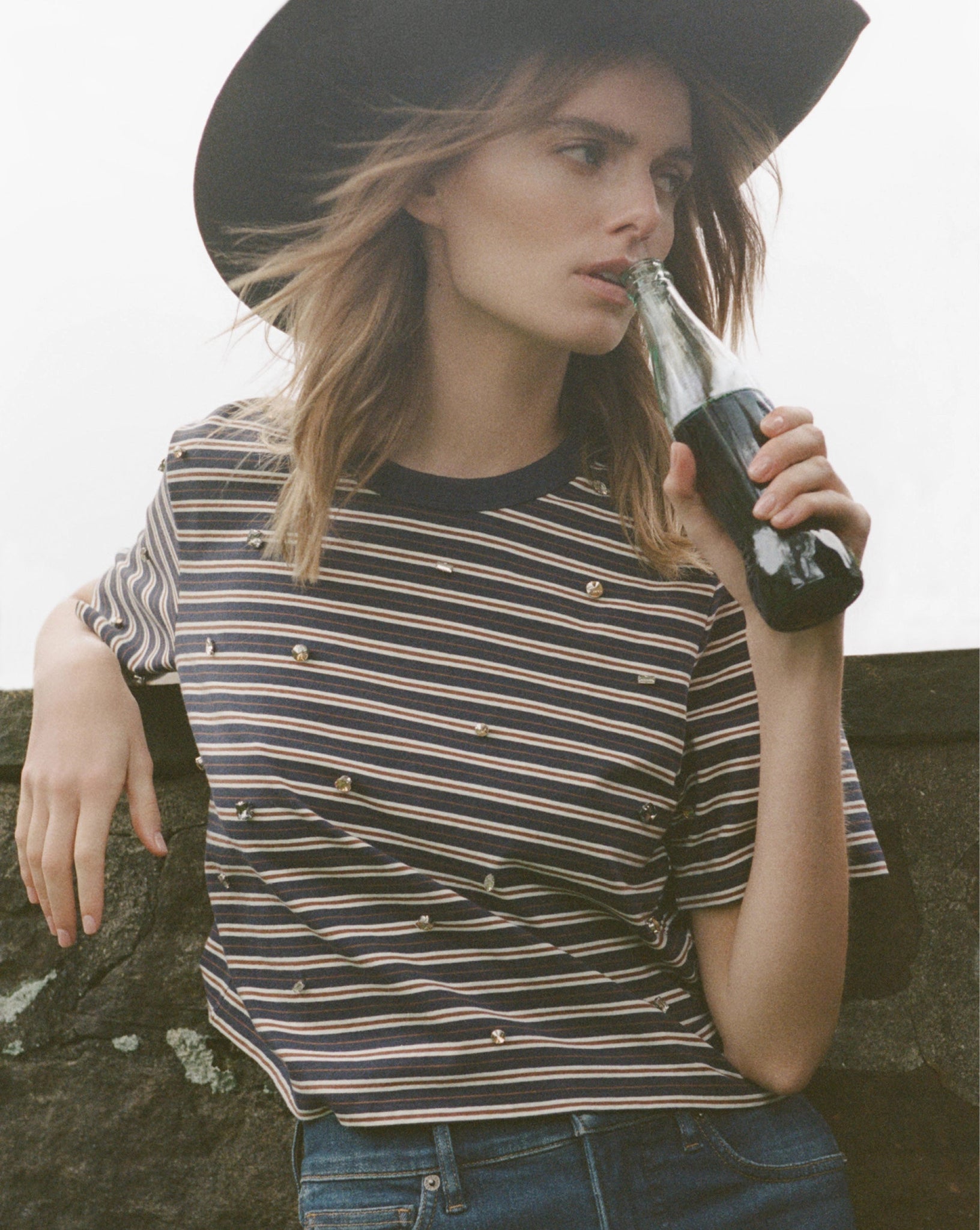 Sebastian Rhinestone T-Shirt in Heritage Navy Multi