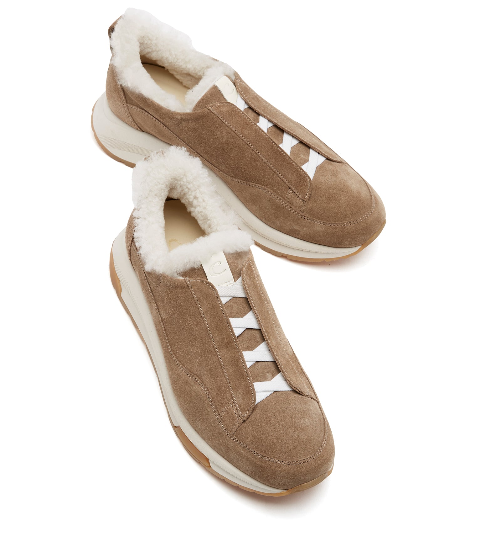 Vada Shearling Lined Suede Sneaker in Toast
