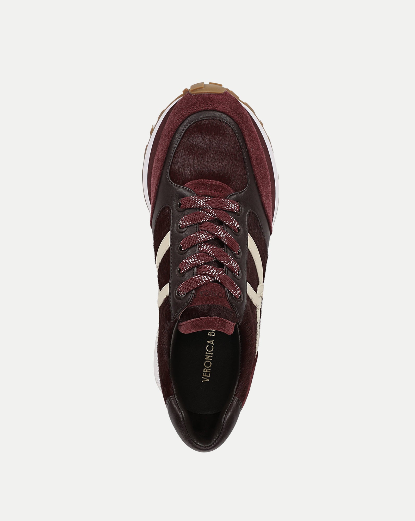 Valentina Calf-Hair Sneaker in Burgundy Suede and Leather